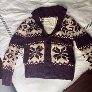 Abercrombie & Fitch Men’s Heavyweight Hand-knit Fair Isle Cardigan Sweater